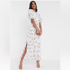 ASOS DESIGN broderie maxi dress with cutout back in floral print